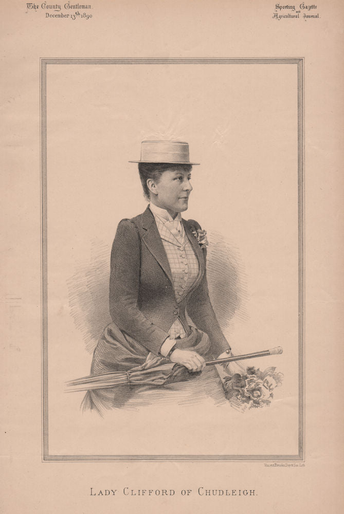 Lady Clifford of Chudleigh 1890 old antique vintage print picture